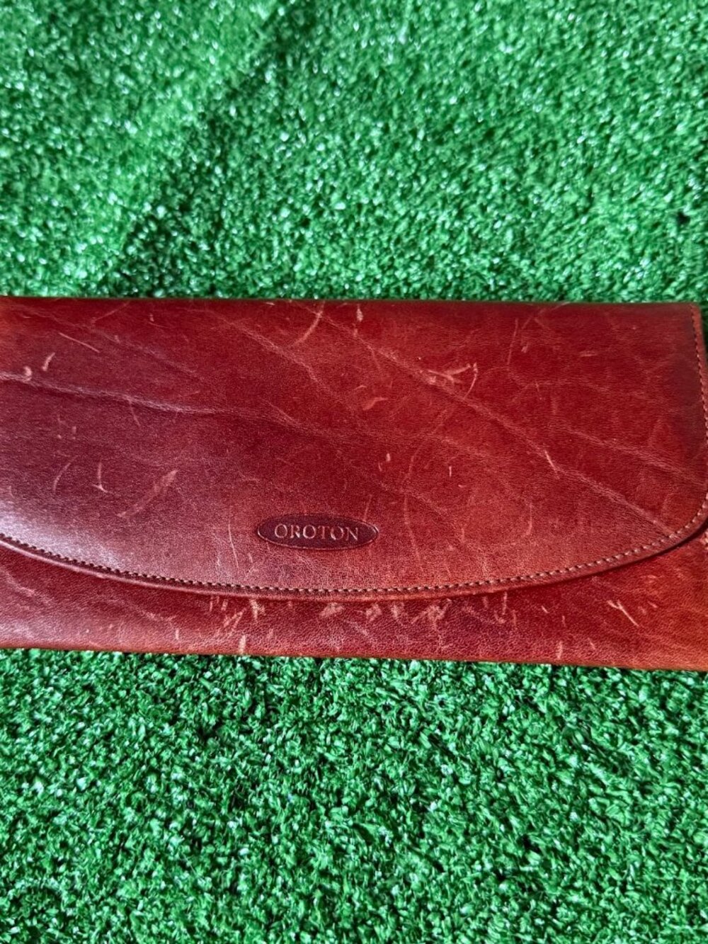 Oroton Vintage Brown Cowhide Leather Bifold Wallet Classic Designer Unisex